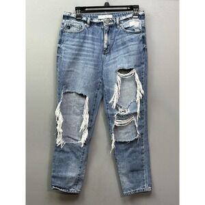 KanCan Jeans Juniors 5/26 Blue Medium Wash Distressed Crop Straight KC8571M